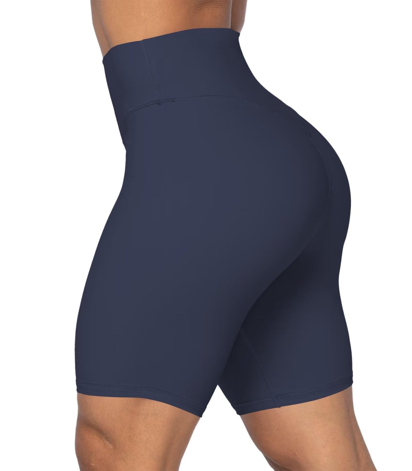 Sunzel No Front Seam High Waist Biker Shorts for Women, Squat Proof Yoga Workout Gym Bike Shorts 8" Inseam Ash Blue Medium