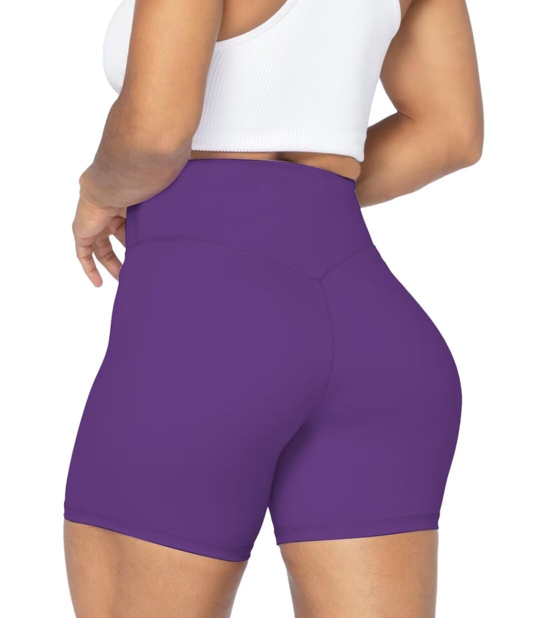 Sunzel No Front Seam High Waist Biker Shorts for Women, Squat Proof Yoga Workout Gym Bike Shorts 5" Petunia X-Small