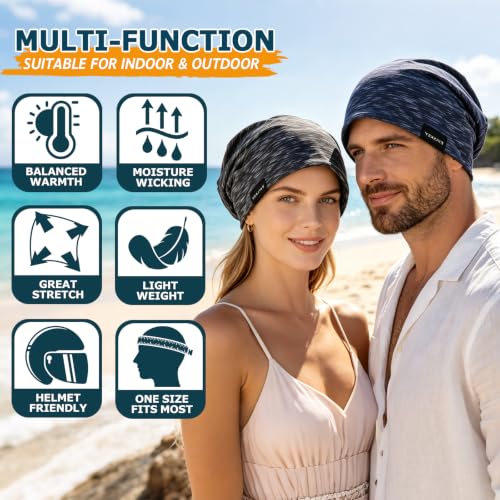 Multicolor 4-Pack Cotton Slouchy Beanie Hat for Men Women - UV Protection & Breathable Summer Headwear