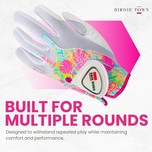 Birdie Town Jupiter 3 Pack Tropical Breathable Synthetic Leather Golf Gloves - Women, One Size