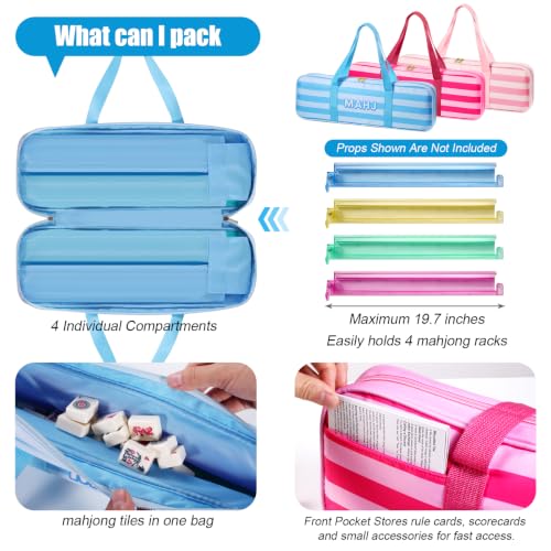Mahjong Rack Storage Bag with 4 Compartments and Front Pocket - Red