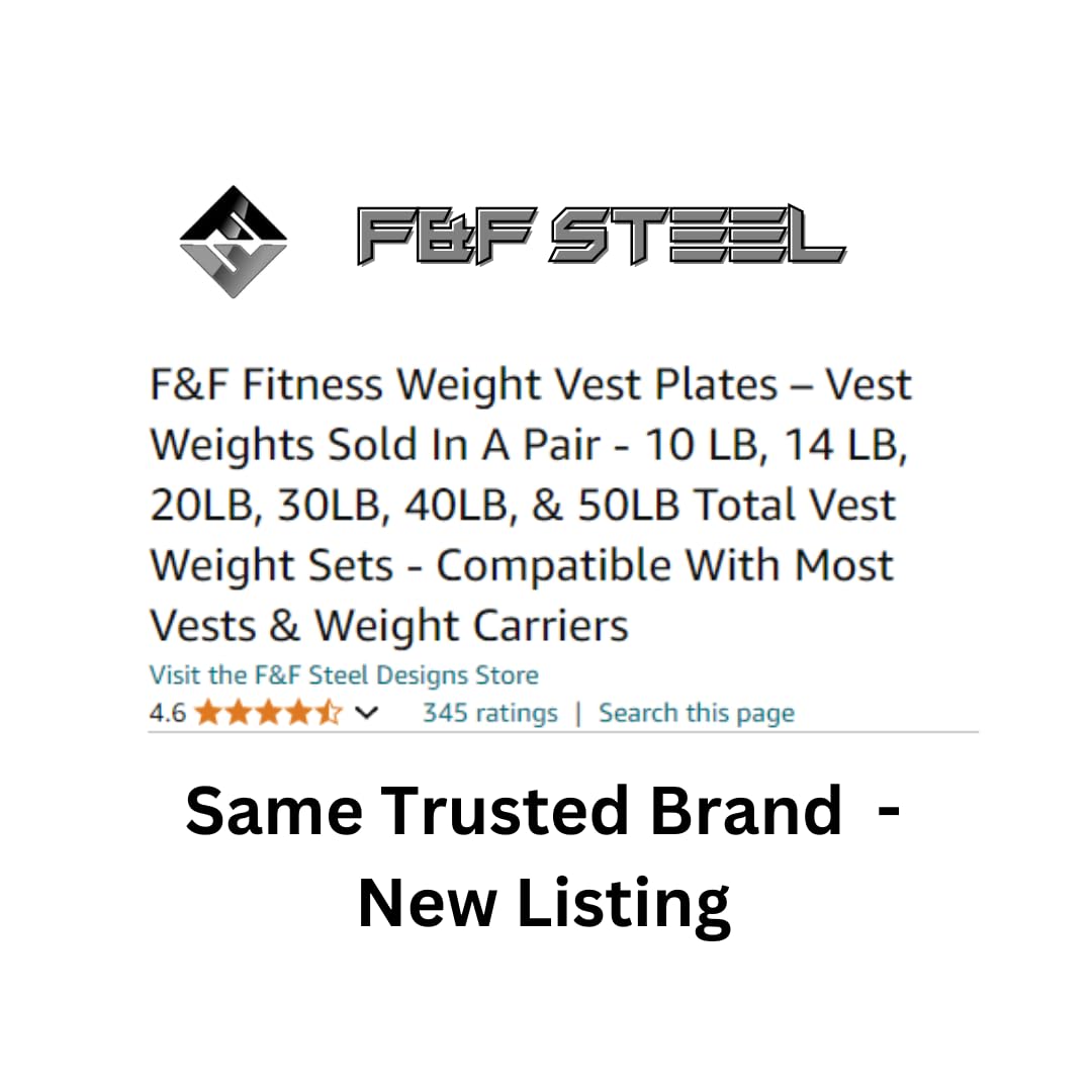 F&F STEEL Adjustable Weighted Vest & Plates - Strength, Edurance, Running, Hiking, Rucking, Fitness WODs (Red Plates - 5.75lb)