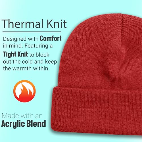 Winter Beanies Bulk Pack - Unisex Knit Skull Caps with Assorted Solids, One Size
