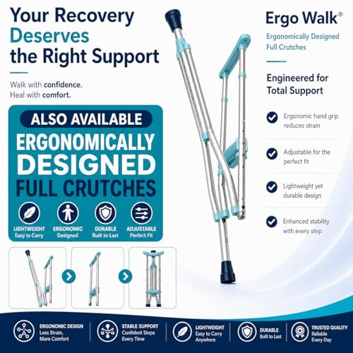 Ergo Grip Ergonomic Crutch Hand Grips - Gray, Comfortable Support