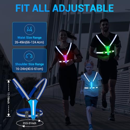 Led Reflective Vest Running Gear£¬7 Lights Colors Light Up Running Vest, Rechargeable High-Visibility Adjustable Vest for Running, Cycling, and Night Activities£¨Green£©