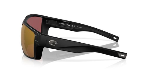 Costa Del Mar Diego Sunglasses, Matte Black/Gold Mirrored 580G, 62 mm