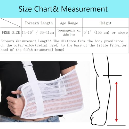 Arm Sling for Broken Arm Torn Rotator Cuff Shoulder Elbow Wrist Injury Mesh Adults Support Brace for Men and Women (White)