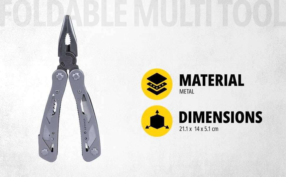 STANLEY Multitool, 12-in-1, Stainless Steel, Black Pouch (84-519K)