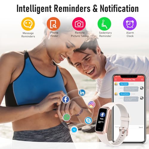 Fitness Tracker with 24/7 Heart Rate, Blood Oxygen Blood Pressure Sleep Monitor, Activity Trackers 5 ATM Waterproof,Step Calorie Counter Pedometer Health Smart Watch for Women Men Beige