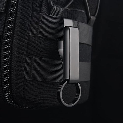 ZoloAJay Tactical Stealth Duty Belt Key Holder, 2 Pack Belt Key Clip Holder with 12 Pcs Key Rings Black Stainless Steel Belt Loop Holder for Duty Policemen Fire Agencies Law Enforcement (75X12.5mm)