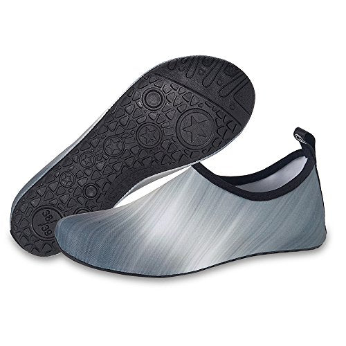 Water Shoes for Women Men Kids Barefoot Quick-Dry Aqua Socks - Gradient Gray, 7-8 Women / 6-7 Men