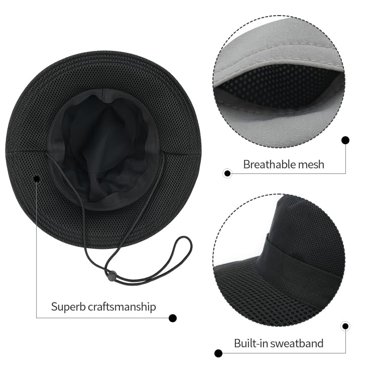 FEINION Men Women Breathable Sun Cap Portable Outdoor Bucket Hat (Grey)