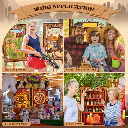 Western Shooting Targets Set - 9 Colorful Paper Targets for Cowboy Party 23x35 Inches
