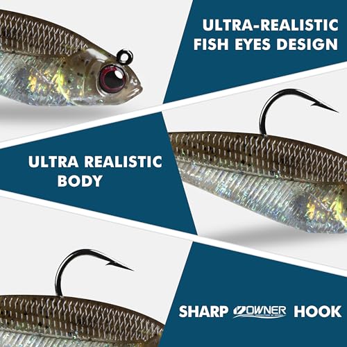 A-2 Inch 0.16oz Pre-Rigged Soft Fishing Lure Swimbaits for Bass Trout - Easy Catch