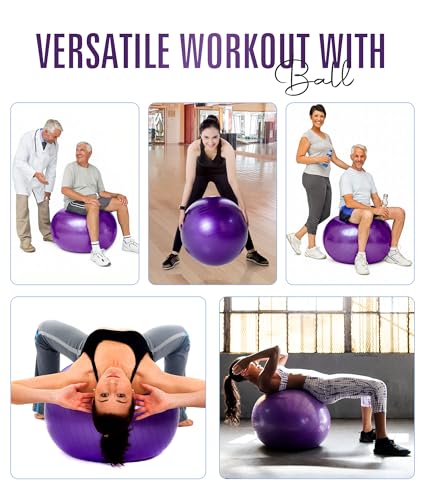 ROMIX Pregnancy & Exercise Yoga Ball 30 Inch Purple with Pump
