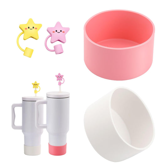 2Pc Silicone Boot for Simple Modern 40oz Tumbler with Handle or Hydro Flask Tumbler 40oz,With 2Pc 10mm Dust-Proof Straw Cover Cap,Fits Stanley Tumbler Accessories,40oz Tumbler Accessories (4Pc)