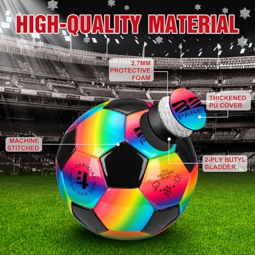Rainbow Size 3 Soccer Balls - 2 Pack with Pump & Mesh Bags, Outdoor Play