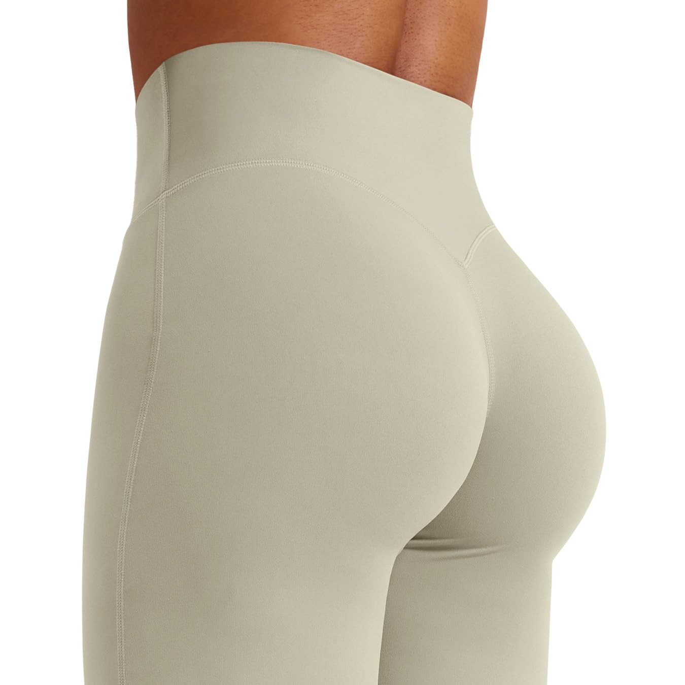 YEOREO Workout Leggings Womens No Front Seam Straight Leggings 33" High Waist Buttery Eddiy Gym Yoga Pants Light Sand M