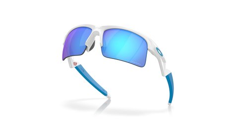 Oakley Kids' OJ9013 Capacitor Rectangular Sunglasses, Polished White/Prizm Sapphire, 63 mm