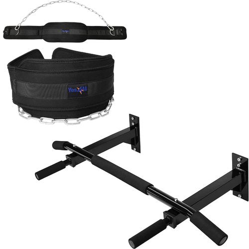 Yes4All Weight Durable Dip Belt With Chain/Portable Weight Lifting Belts/Multifunctional Wall Mounted Pull Up Bar/Chin Up Bar For Cross Training Home Gym Workout Strength Training Equipment