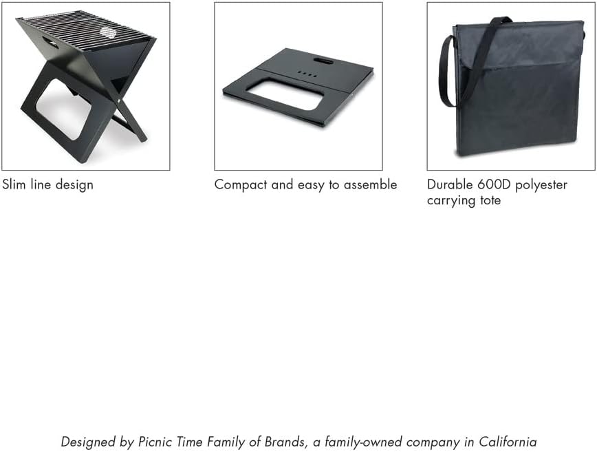 PICNIC TIME NCAA South Carolina Gamecocks X-Grill Portable Grill - Camping Grill - Small Charcoal Grill for Tailgating