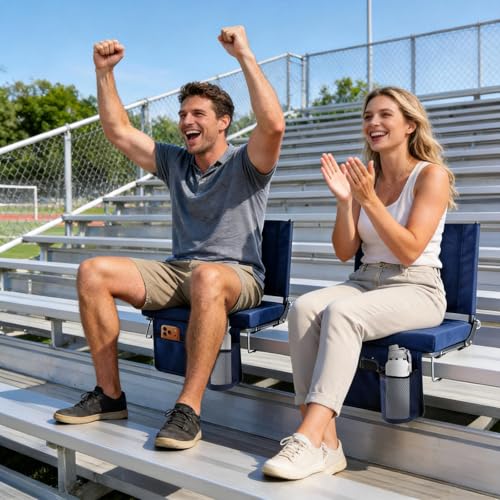 Navy Blue Stadium Seats with Back Support 2-Pack - Bleacher Chairs
