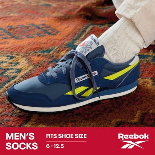 Reebok Men's Quarter Socks with Arch Support - Black 6 Pack