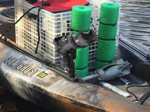 Hitorhike Fishing Rod Holder Universal Fit Kit with Mount Allows for 360-degree Adjustment Kayak Fishing Boat Rod Holder (Fishing Rold Holder x1+Mini Track Mount x1)