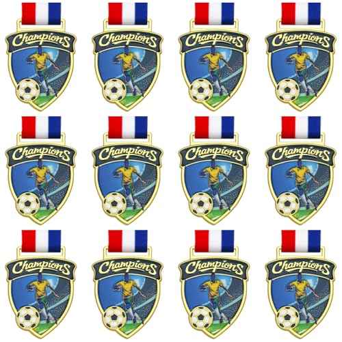 Donrime 12 Pieces Soccer Medals for Kids, Gold Metals Awards Medal for Kid¡¯s Sports Soccer Games, Soccer Party Favors, 2 Inches