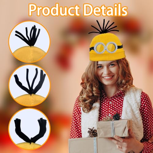 Costume Accessories Adult Steampunk Goggles Glasses Yellow Beanie Knit Hats