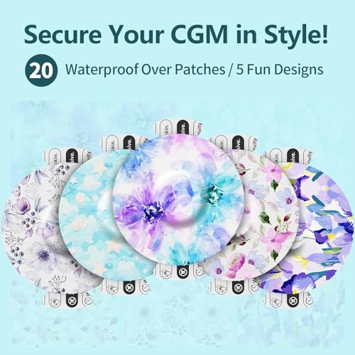 20pcs Adhesive Patches for Libre 3 Waterproof,Sensor Covers for CGM,Pre-Cut Backing with Easy-Peel Tab for 10-14 Days,Full Cover No Glue in Center,Bloomingday