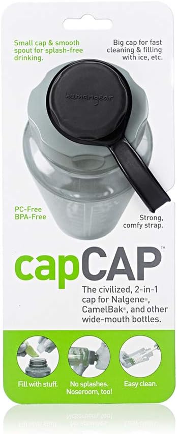 humangear capCAP+ | Converts Wide-Mouth Openings | Secure Easy Open | Food-Safe Material | Water Bottle Accessory Lid