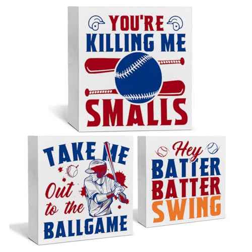 Baseball Decor for Home Baseball Sports Tiered Tray Decor 3 Pcs Decorative Wood Box Signs Rustic Table Desk Shelf Decoration for Bedroom Boys Room Party