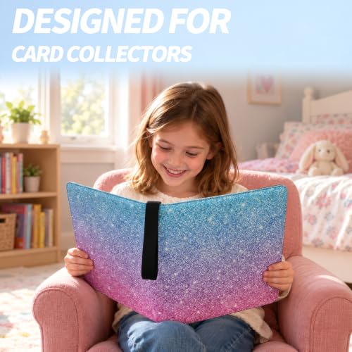 Card Binder Holds 1080 Cards with Pink & Blue 9-Pocket Pages - Sparkle Gradient