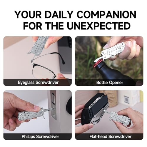 Mini Keychain Multitool with Scissors & 8 Functions - Purple S0