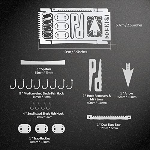 7PCS Survival Card Multitool Kit with Fishing Line & Gear for Camping and Hiking