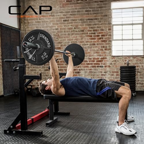 CAP Olympic 2-Inch Cast Iron & Rubber Coated Weight Plates - Classic Black, 5 lb Set of 4