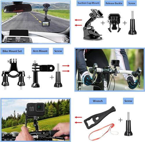 63 in 1 Action Camera Accessories Kit Waterproof Housing Tripod Mounts