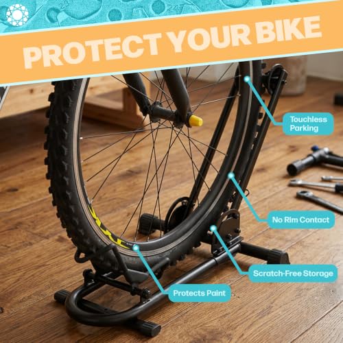 Bike Floor Stand with Rubber Feet for 20-29 Inch Bikes, Foldable & Stable