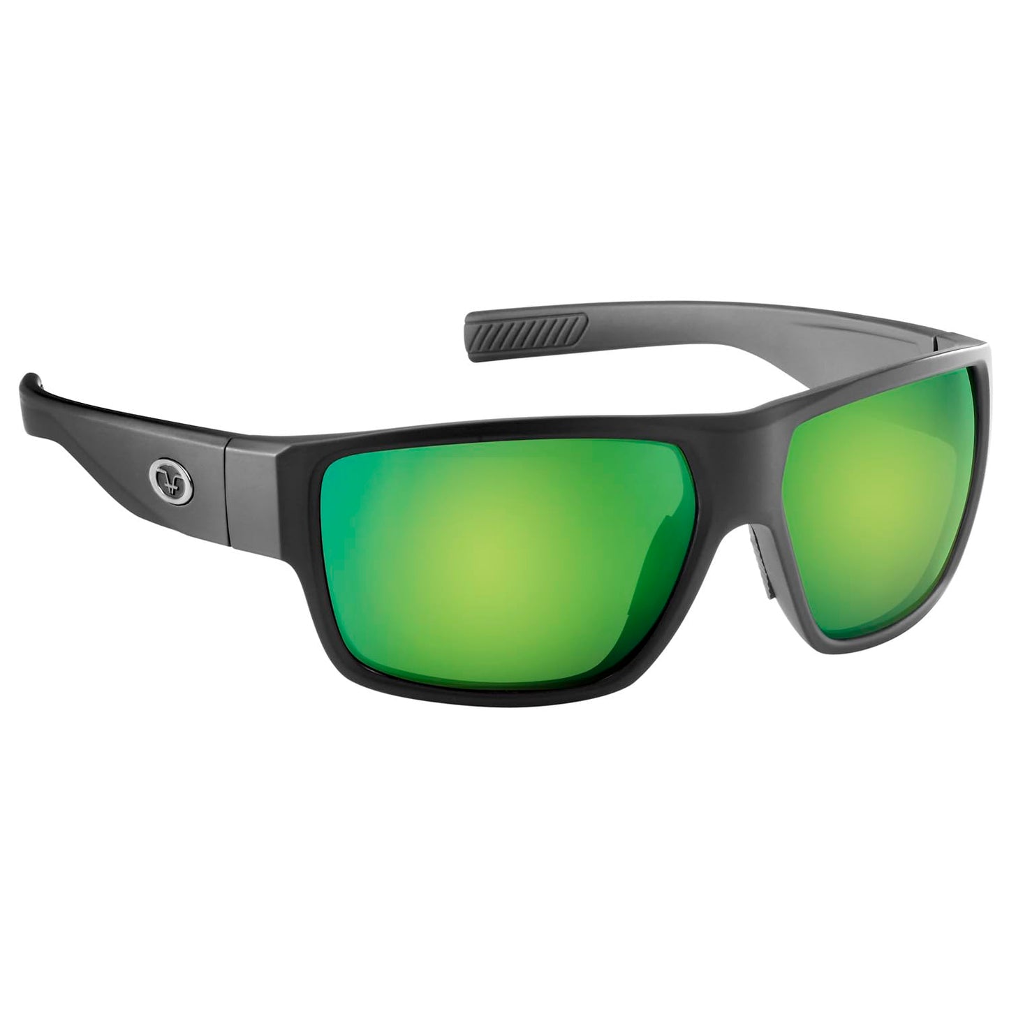 Flying Fisherman Granders Polarized Square Sunglasses, Matte Black Frame/Green Mirror Lens, Large