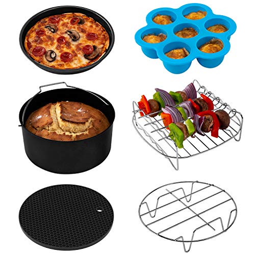 Cosori 5.8 Qt Air Fryer Accessories Set Gray & Red - 6-Piece for Most 5 Qt+ Ovens