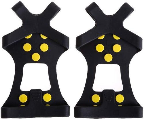 Ice Cleats Snow Grips - Anti-Slip Crampons Traction Cleats Ice & Snow Grippers 10 Steel Studs for Women Men Kids’ Shoes and Boots (Extra 10 Studs)
