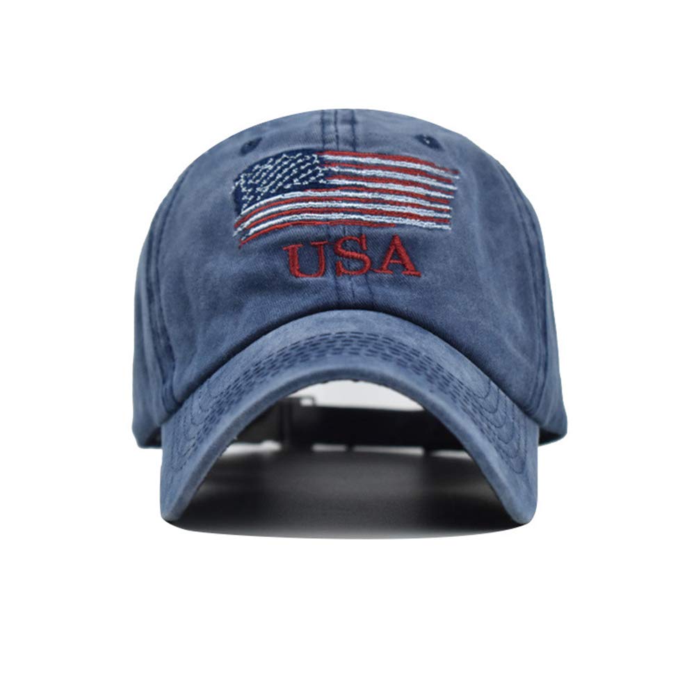 Washed American Flag Baseball Cap Retro Adjustable Sun Dad Gift Hats for Men Women Fashion Trucker Cap Unisex Navy