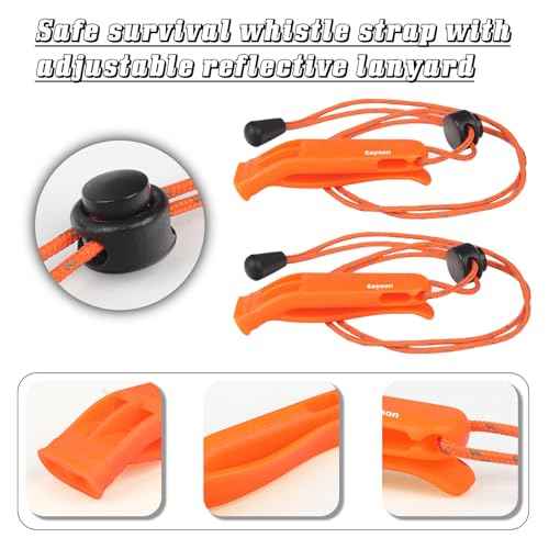 4 Pcs Emergency Whistle - Super Loud Survival Whistle with Lanyard for Safety Alert, Boating, Swimming, Kayaking, Hiking, Camping, Hunting, and Rescue Signaling
