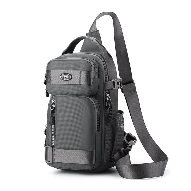 Aoyom Men's Crossbody Backpack Chest Bag Shoulder Bag Men's Camping Hiking Cycling Outdoor Travel Waterproof Bag (Grey)