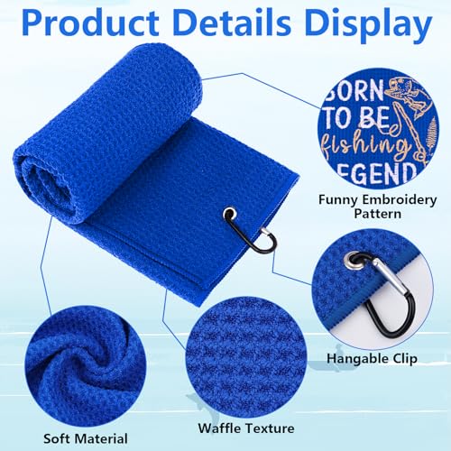 3 Pcs Fishing Towels with Clip Soft Embroidered Fishing Towel Effective Cleaning of Fishing Gears Dirty Hands Boat Towels 16 x 16¡± Absorbent Fishing Hand Towel for Men Women Camping Hiking Fly Fishing