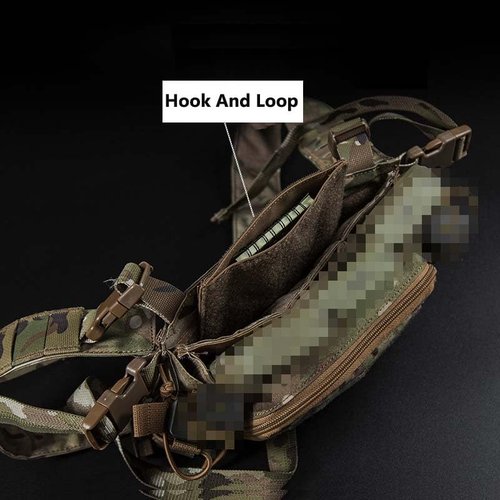 Tactical Molle D3CRM Chest Rig Admin Sleeve Expansion Pouch Concealed Storage Pocket for Vest Backpack Hook and Loop Black
