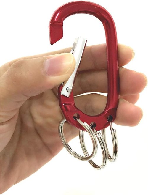 Mallofusa Aluminum D-Shaped Carabiner Buckle With 3 Keychian Clip Spring Carabiner Hook Snap Key Chain