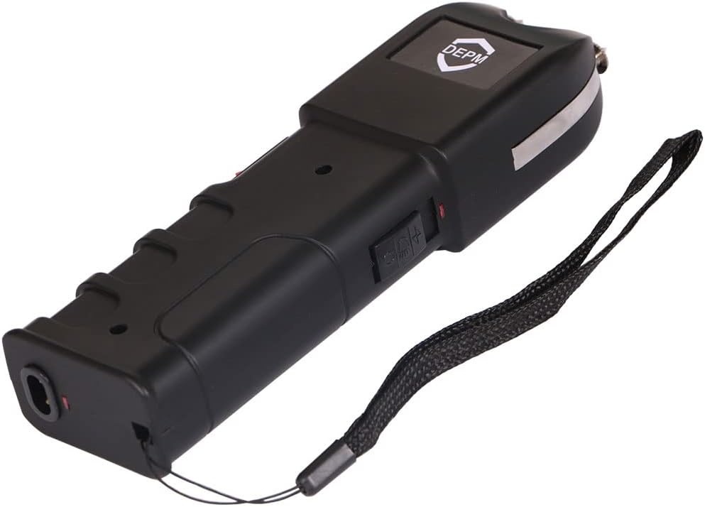 Stun Gun with Flashlight and Anti-Grab Bar Technology, Billion Heavy Duty Stun Gun, 120 Lumens, Rechargeable Battery, Safety Switch, Includes Wrist Strap and Belt Holster, Black Stun Gun