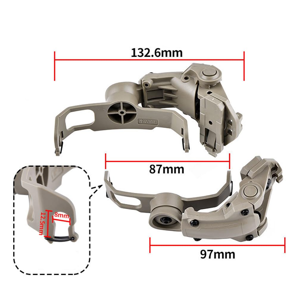 ARC Rail Adapter for Tactical Helmets, Fast Helmets Accessories Compatible with Walker's Razor and Razor Digital Earmuffs (Tan)